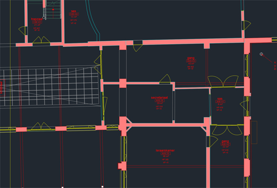 CAD weergave van grondplan van verdieping in een gebouw voor facilitair beheer